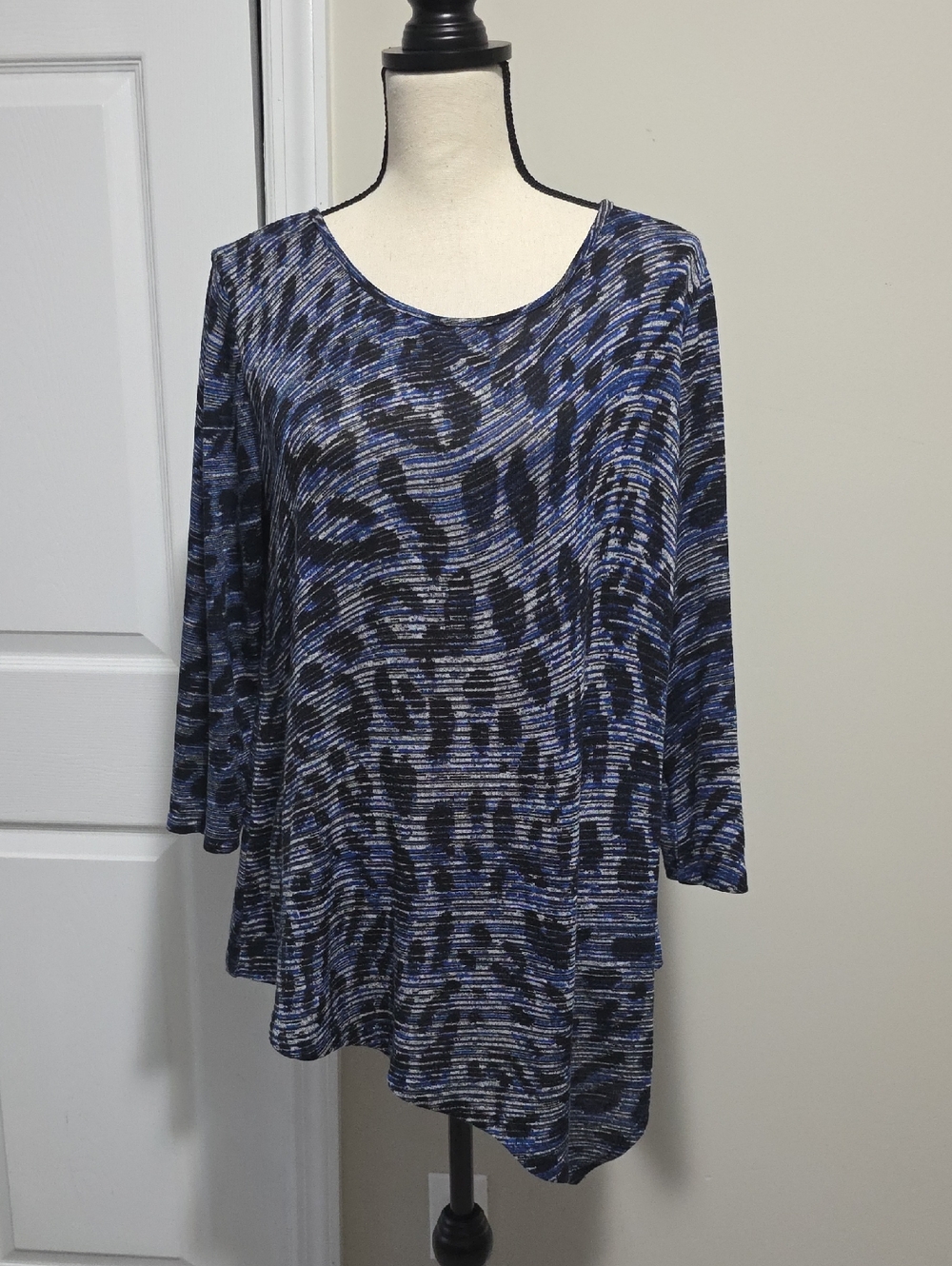 Clara Sun Woo Animal Leopard Print Asymmetrical Shirt Top Tunic Medium